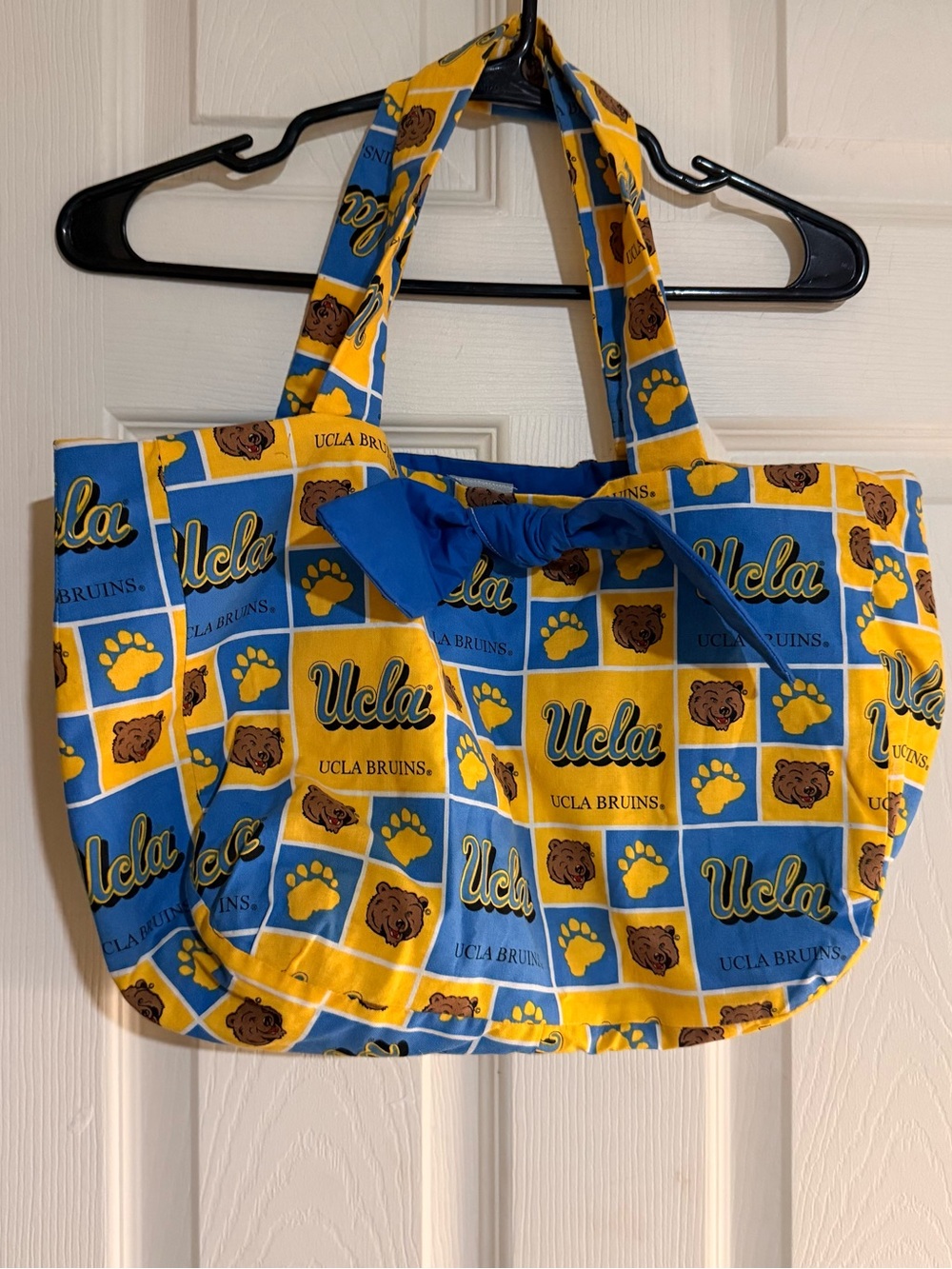 Handmade‎ UCLA Bruins Tote Bag Checkerboard Bow Game Day Purse Blue Yellow